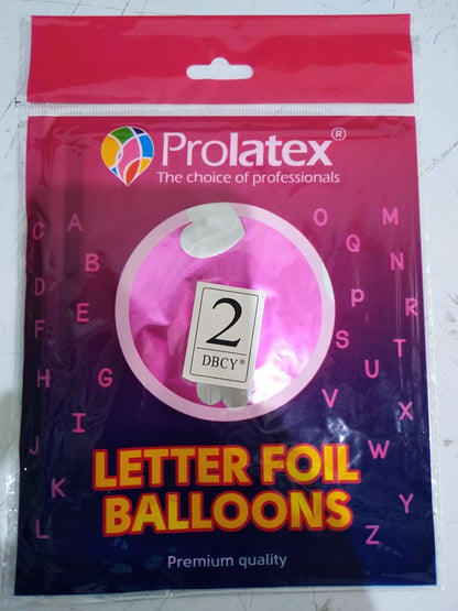 Letter and Number Foil Balloon Pink (sold by 10's) Prolatex Brand