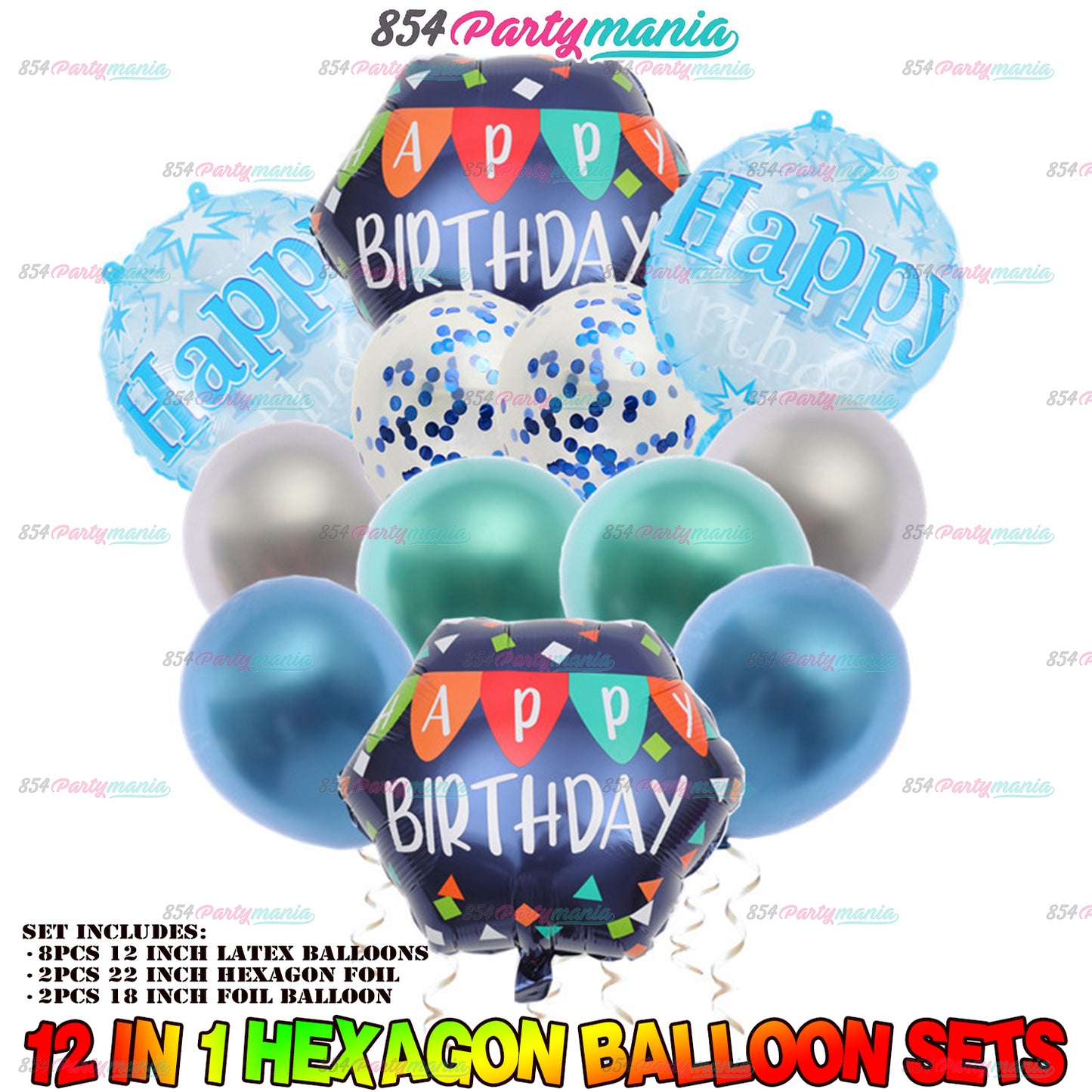 12PCS FOIL BALLOON HEXAGON SET (sold by 10's)