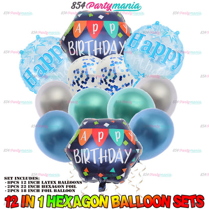 12PCS FOIL BALLOON HEXAGON SET (sold by 10's)