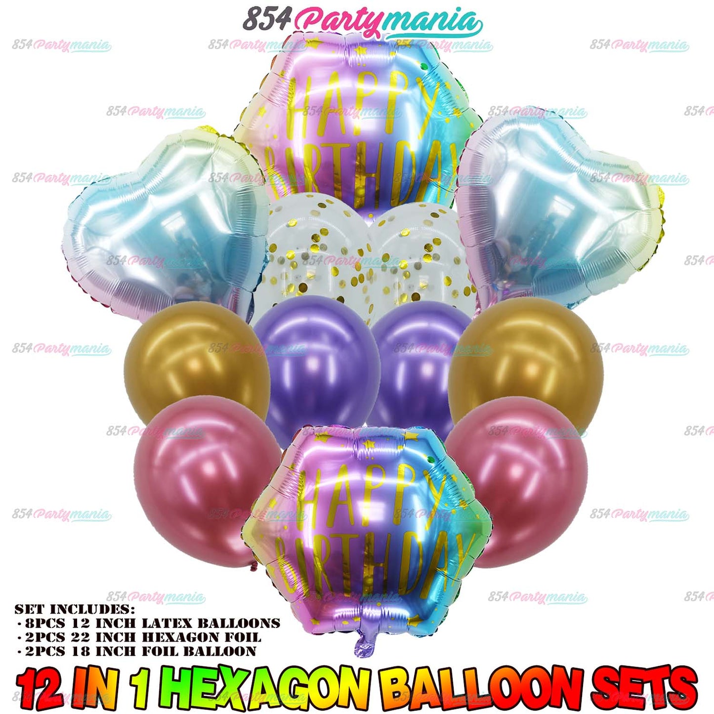 12PCS FOIL BALLOON HEXAGON SET (sold by 10's)