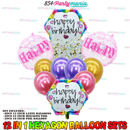 12PCS FOIL BALLOON HEXAGON SET (sold by 10's)