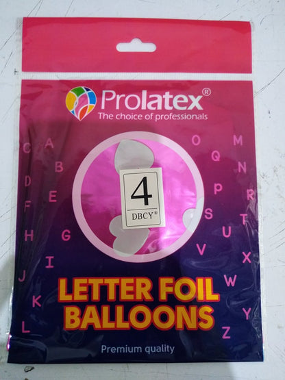 Letter and Number Foil Balloon Pink (sold by 10's) Prolatex Brand