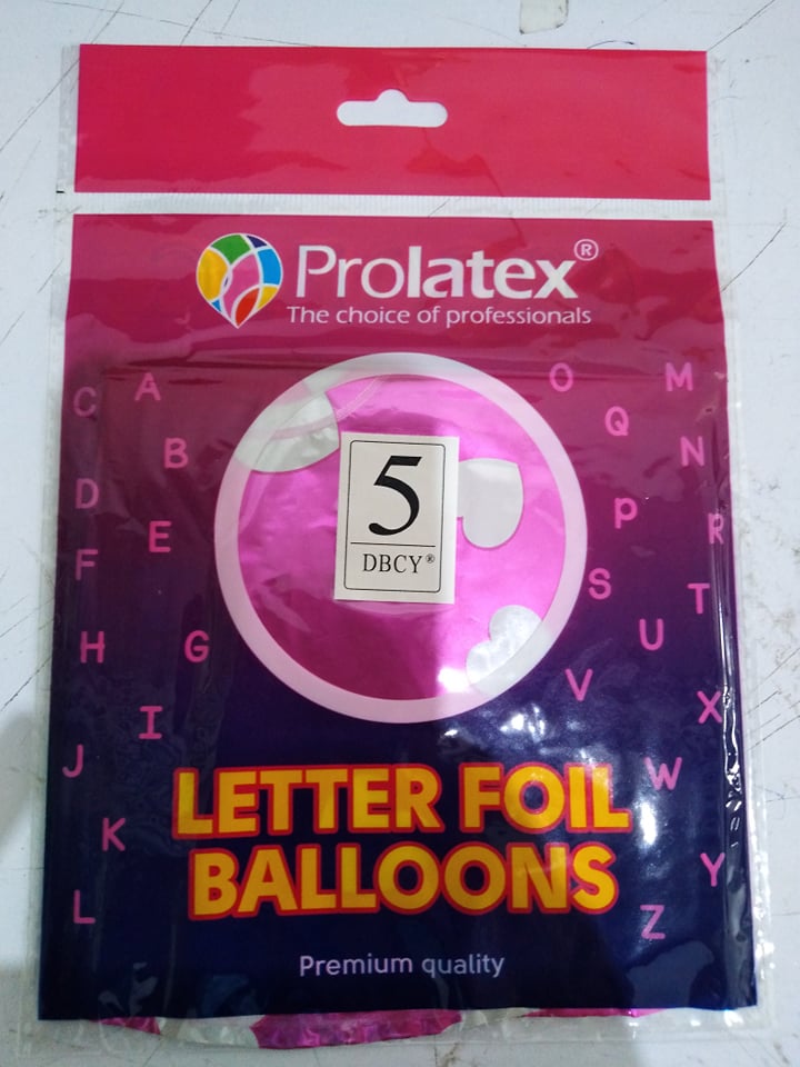 Letter and Number Foil Balloon Pink (sold by 10's) Prolatex Brand