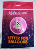 Letter and Number Foil Balloon Pink (sold by 10's) Prolatex Brand