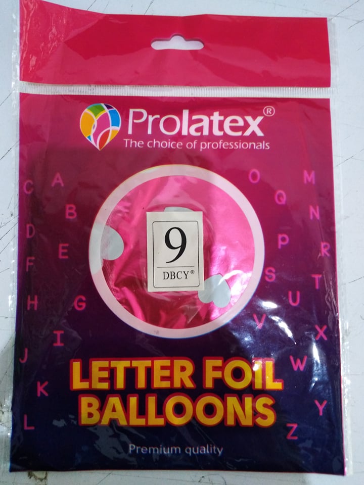 Letter and Number Foil Balloon Pink (sold by 10's) Prolatex Brand