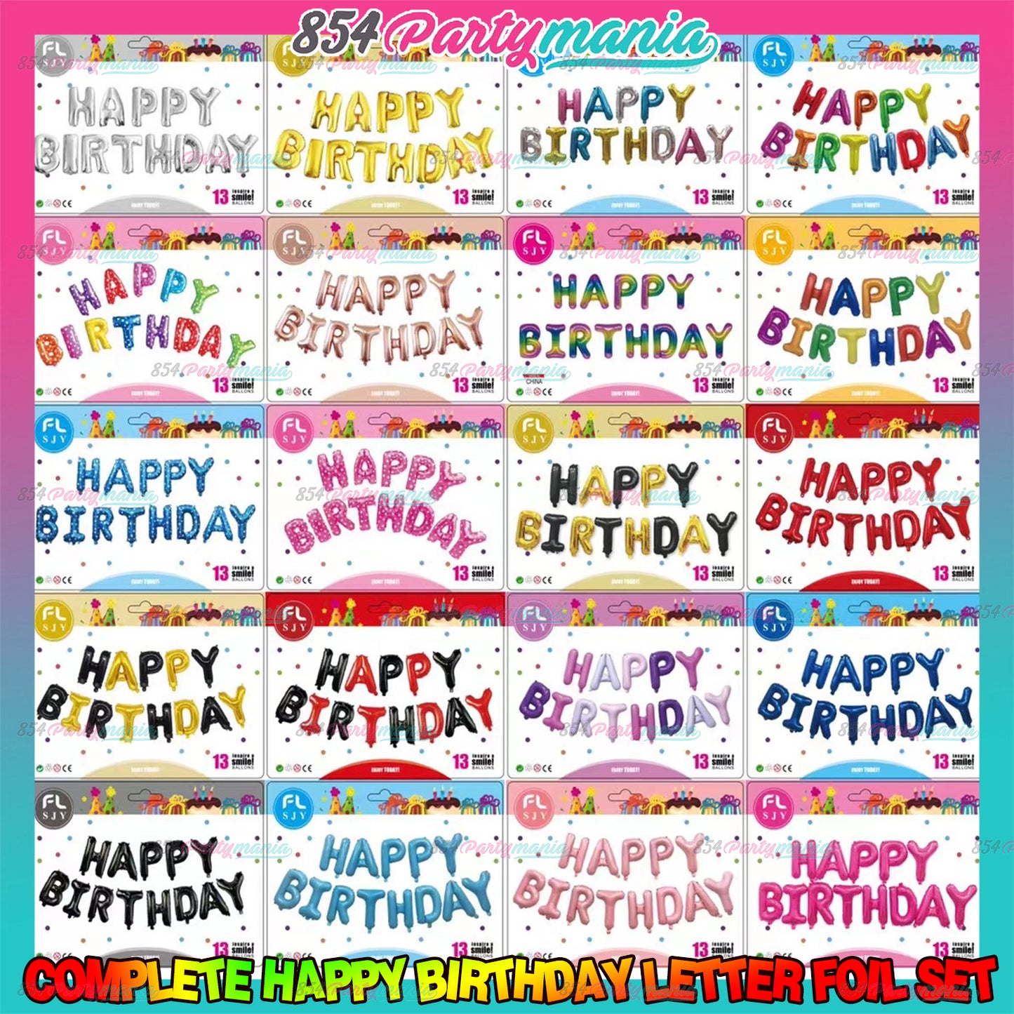 HAPPY BIRTHDAY LETTER FOIL SET (sold by 10's)