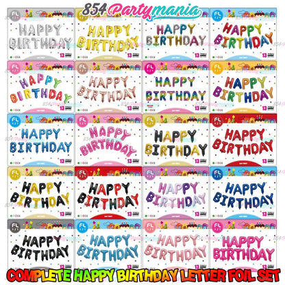 HAPPY BIRTHDAY LETTER FOIL SET (sold by 10's)