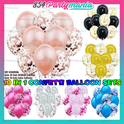 10 IN 1 BALLOON SET WITH CONFETTI (sold by 10's)