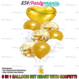 9 IN 1 BALLOON SET HEART WITH CONFETTI VALENTINES (sold by 10's / color)