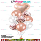 9 IN 1 BALLOON SET HEART WITH CONFETTI VALENTINES (sold by 10's / color)
