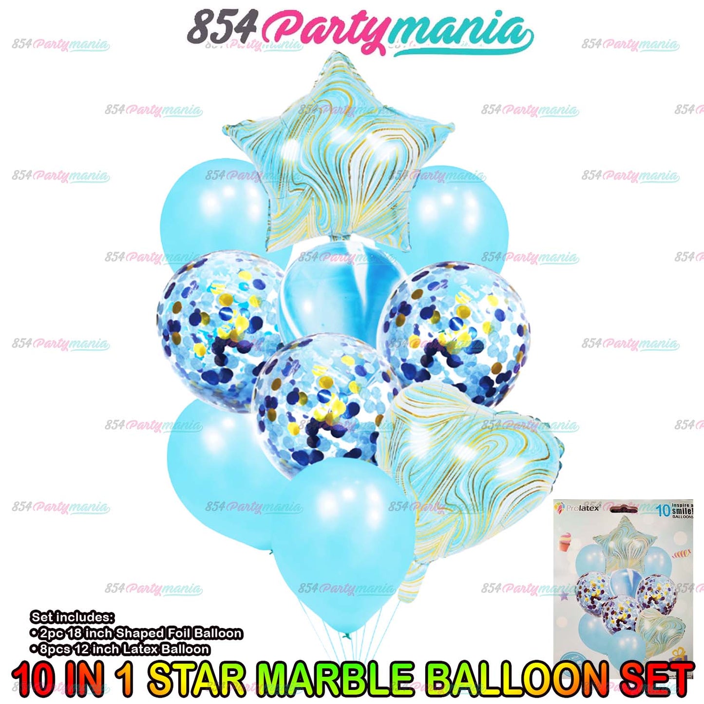 10IN1 BALLOON SET MARBLE (sold by 10's)