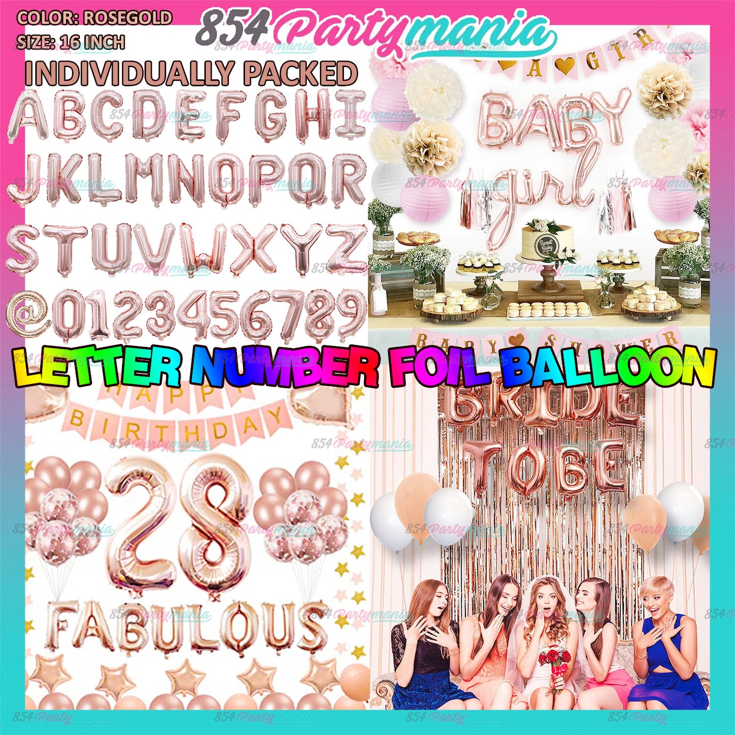 Letter Foil Balloon Rosegold 16" (sold by 10's) BRAND: PROLATEX