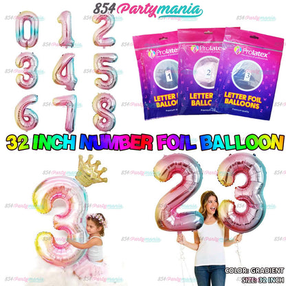 32 inch Big Number Foil GRADIENT (sold by 10's)