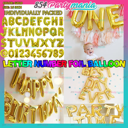 Letter and Number Foil Gold (sold by 10's ) BRAND: PROLATEX BALLOONS