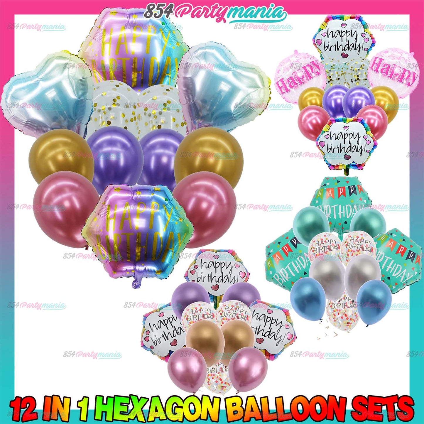 12PCS FOIL BALLOON HEXAGON SET (sold by 10's)