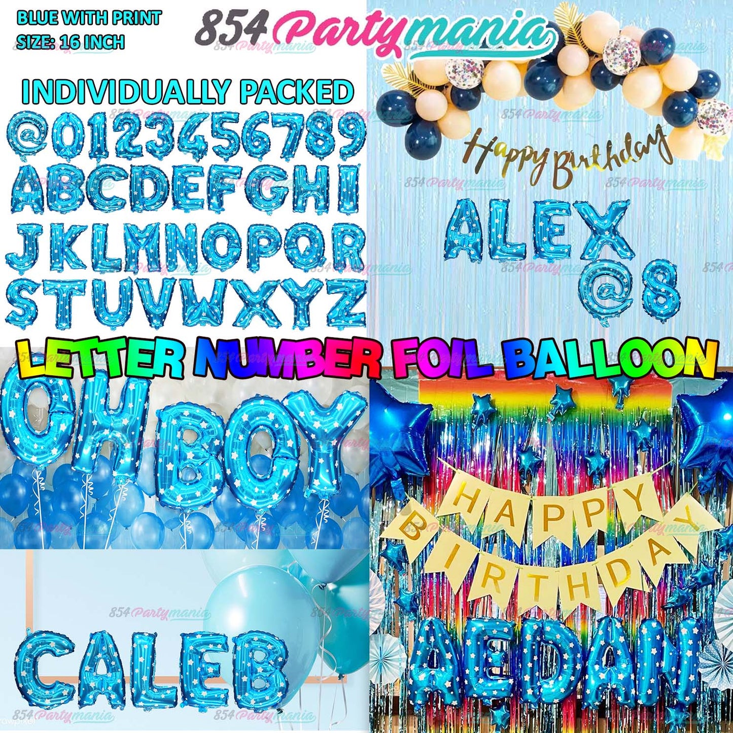 Letter and Number Foil Blue (sold by 10's) BRAND: PROLATEX BALLOONS