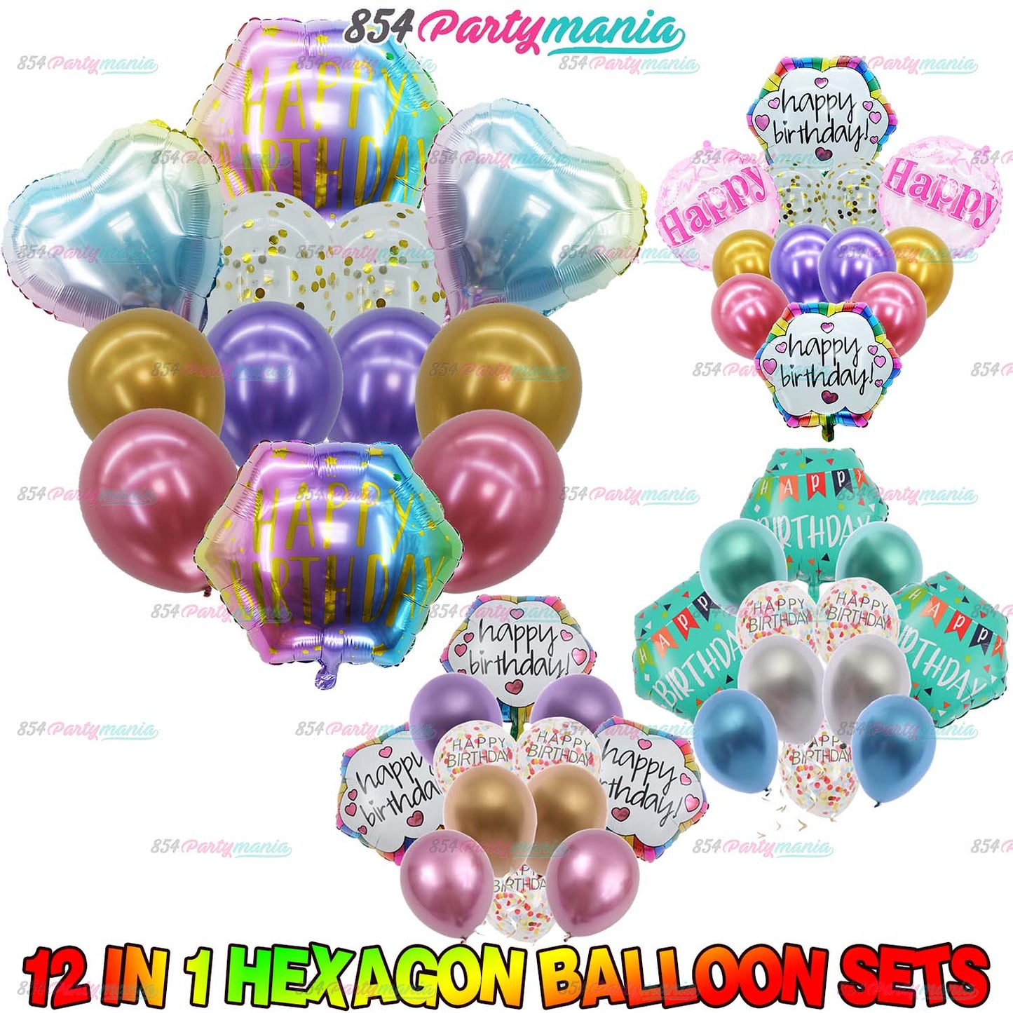 12PCS FOIL BALLOON HEXAGON SET (sold by 10's)