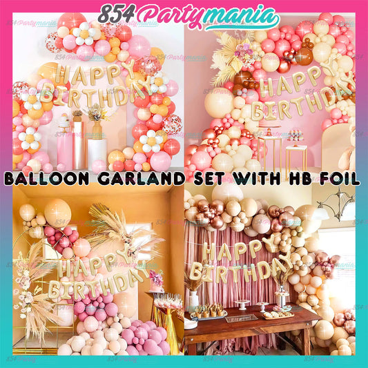 BALLOON GARLAND SET WITH HB LETTER FOIL