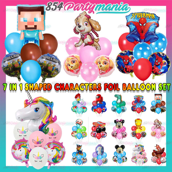 7 IN 1 SHAPED CHARACTER BALLOON SET (sold by 10's)