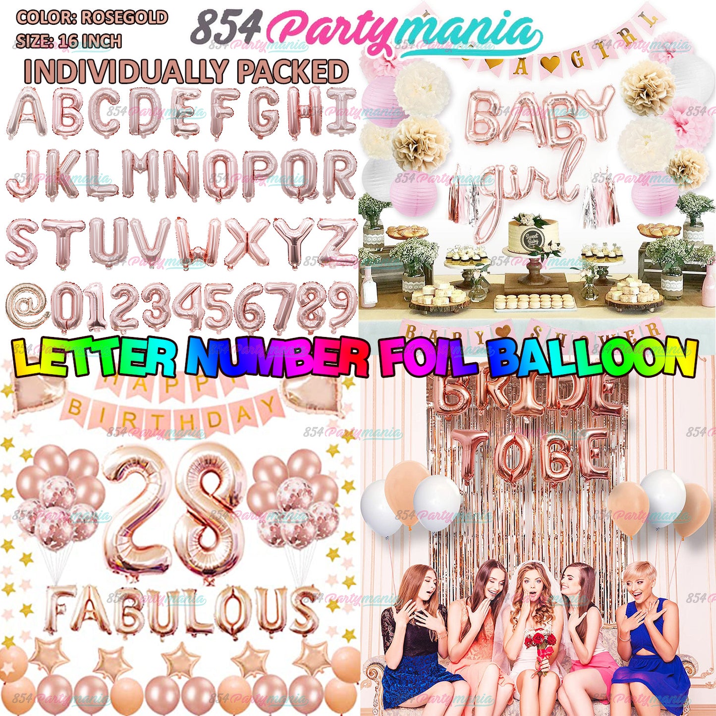 Letter Foil Balloon Rosegold 16" (sold by 10's) BRAND: PROLATEX