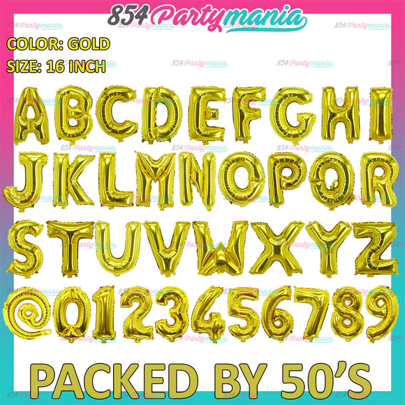 LETTER AND NUMBER FOIL GOLD (packed by 50's)