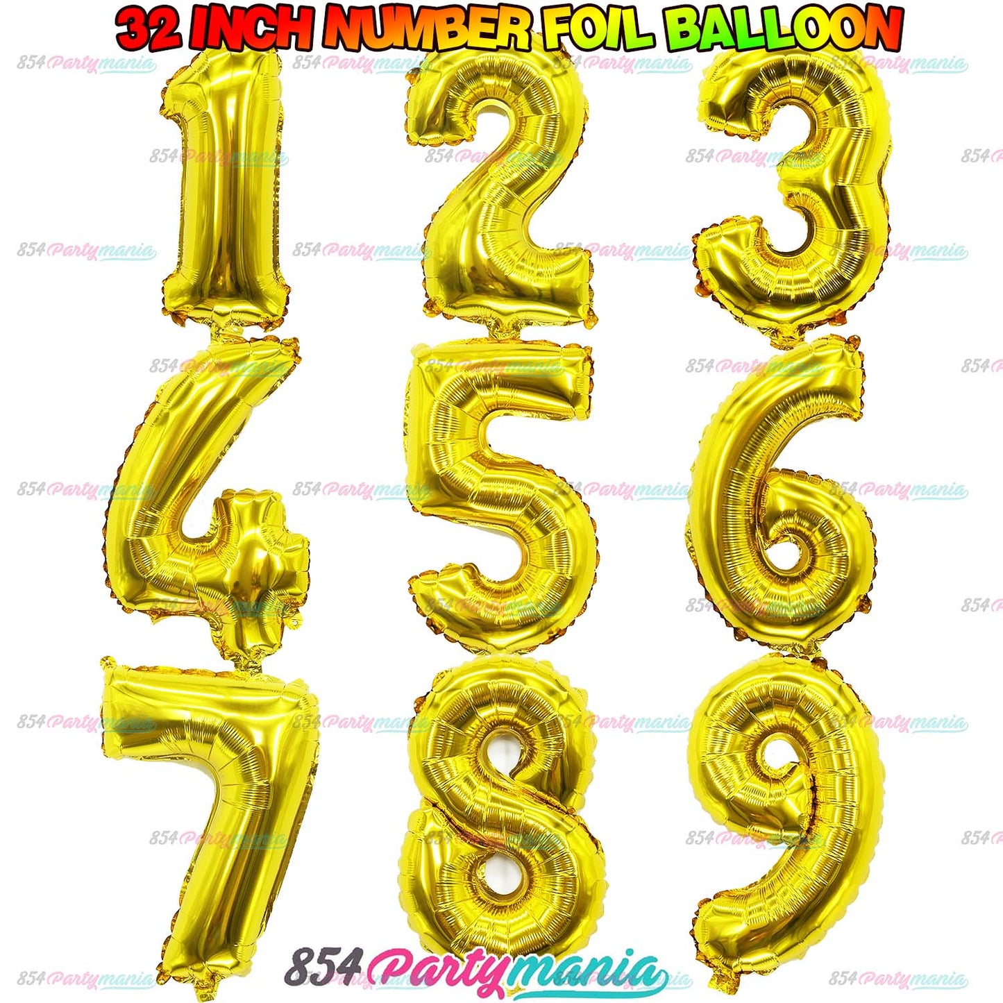 32 inch Big Number Foil Gold (sold by 10's)