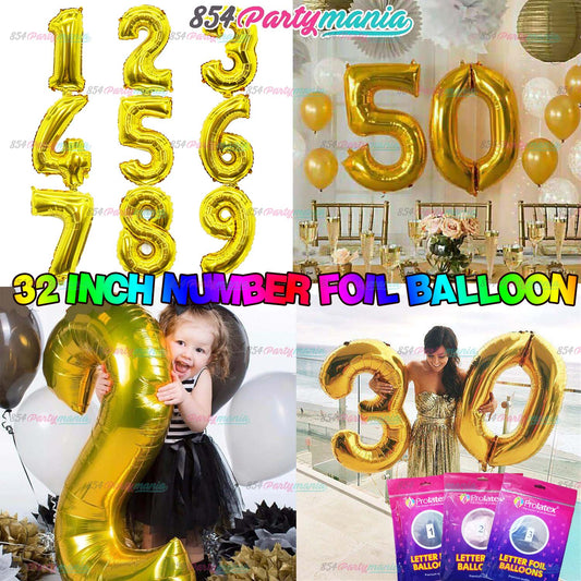 32 inch Big Number Foil Gold (sold by 10's)