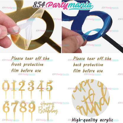 ACRYLIC NUMBER CAKE TOPPER [PREMIUM QUALITY] (20pcs/pack)