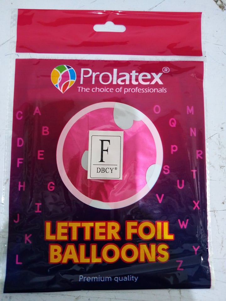 Letter and Number Foil Balloon Pink (sold by 10's) Prolatex Brand