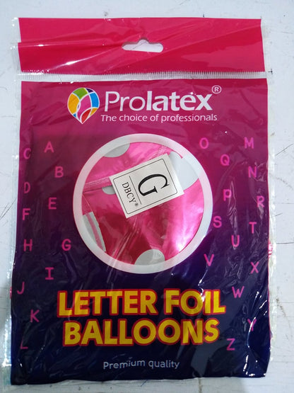 Letter and Number Foil Balloon Pink (sold by 10's) Prolatex Brand