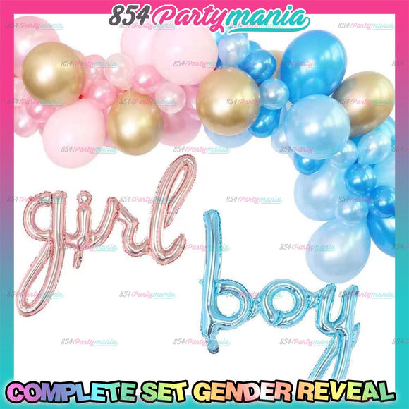 GENDER REVEAL BALLOONS COMPLETE SET bab (Sold by 10's)