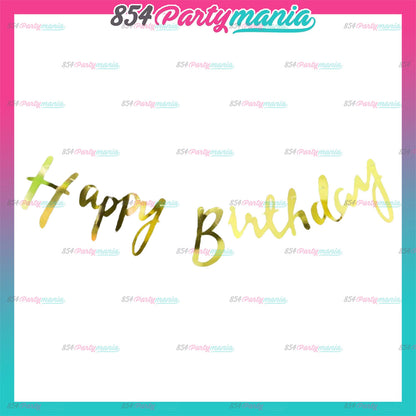 Happy Birthday Cursive Bunting Banner (sold by 12's/ color)