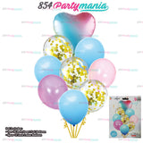 9 IN 1 BALLOON SET HEART WITH CONFETTI COMBI VALENTINES (sold by 10's / color)