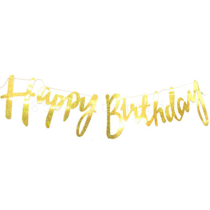 Happy Birthday Cursive Bunting Banner (sold by 12's/ color)