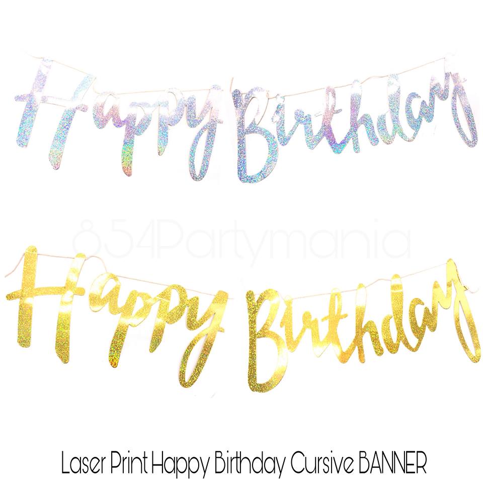 Happy Birthday Cursive Bunting Banner (sold by 12's/ color)