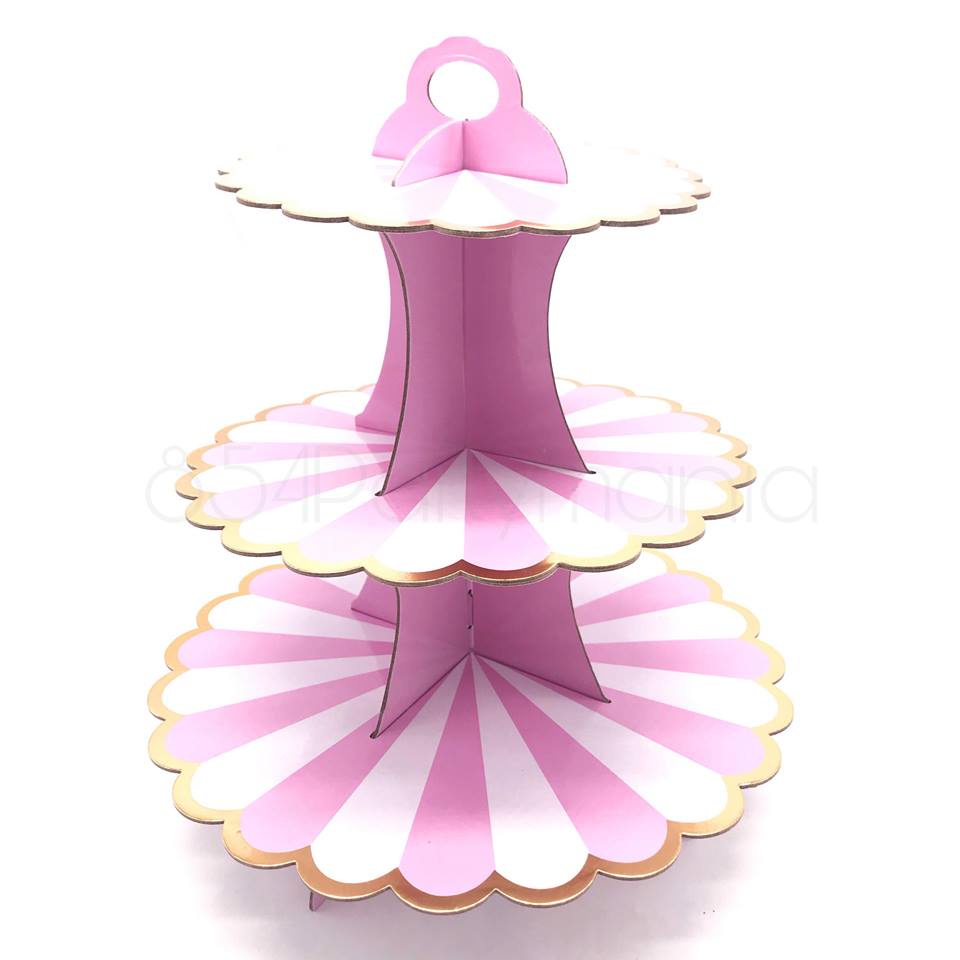 Cupcake Stand 3 Tier Board Pastel Scallop (10pcs min)