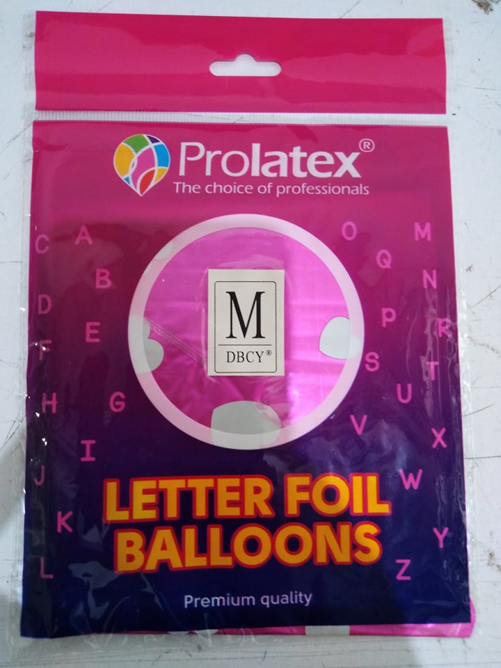 Letter and Number Foil Balloon Pink (sold by 10's) Prolatex Brand