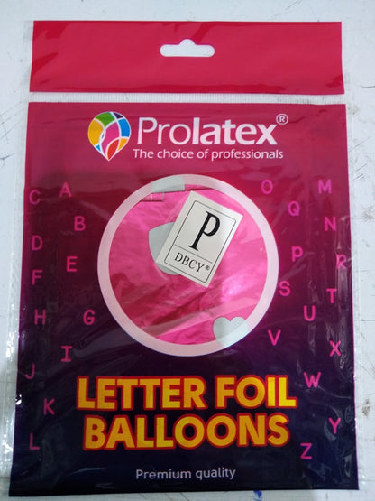 Letter and Number Foil Balloon Pink (sold by 10's) Prolatex Brand