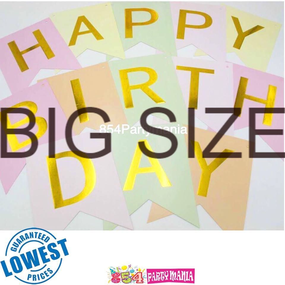 Happy Birthday Banner with Gold Print (12pcs min)