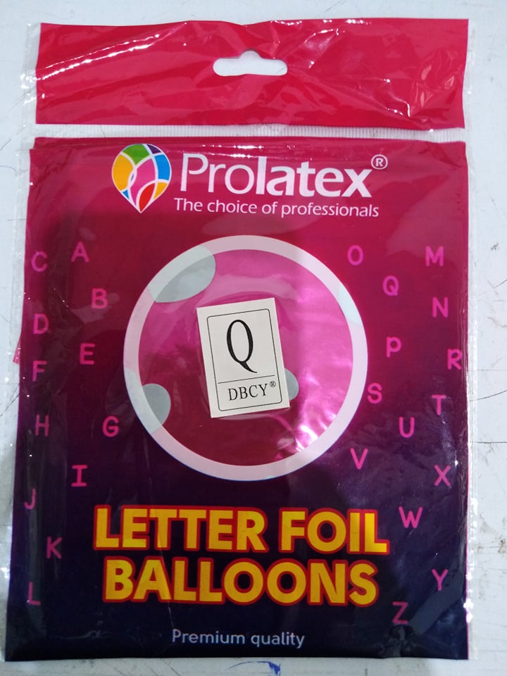 Letter and Number Foil Balloon Pink (sold by 10's) Prolatex Brand