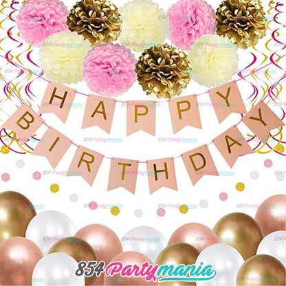 Happy Birthday Banner with Gold Print (12pcs min)