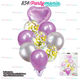 9 IN 1 BALLOON SET HEART WITH CONFETTI COMBI VALENTINES (sold by 10's / color)
