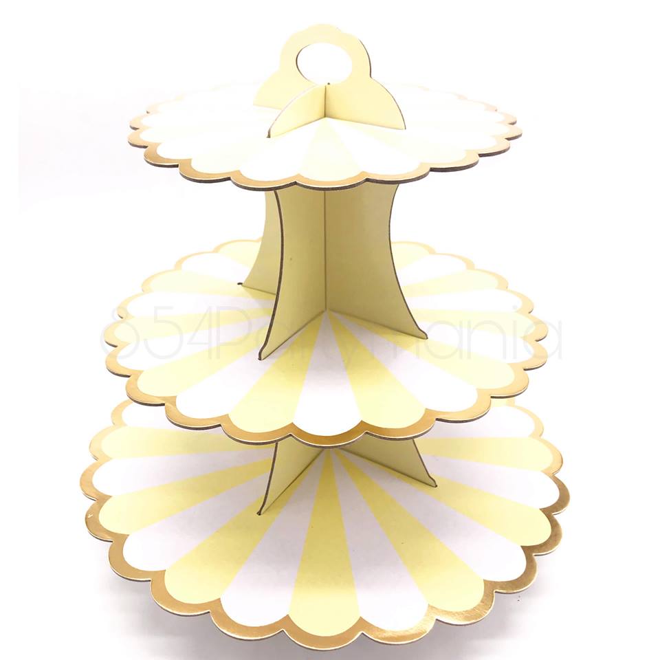 Cupcake Stand 3 Tier Board Pastel Scallop (10pcs min)