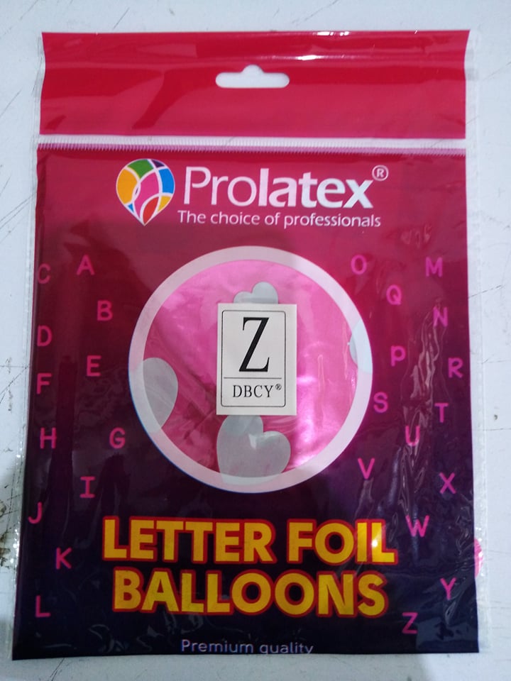 Letter and Number Foil Balloon Pink (sold by 10's) Prolatex Brand