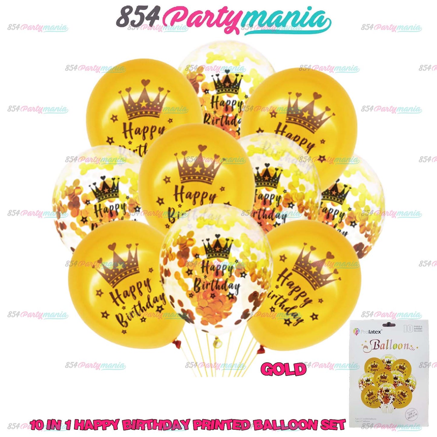 10 IN 1 HB PRINTED BALLOON SET (sold by 10's)