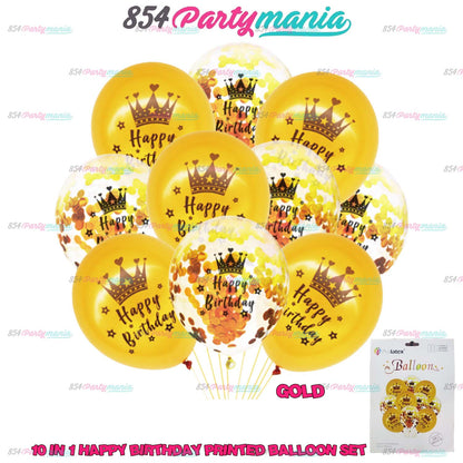 10 IN 1 HB PRINTED BALLOON SET (sold by 10's)