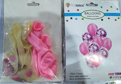 10 IN 1 BALLOON SET WITH CONFETTI (sold by 10's)