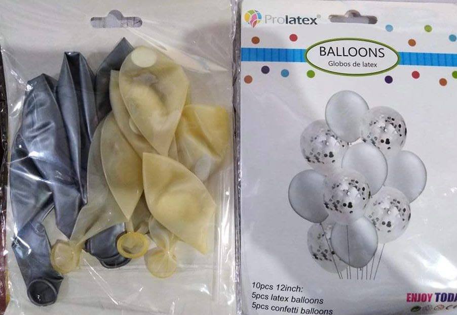 10 IN 1 BALLOON SET WITH CONFETTI (sold by 10's)