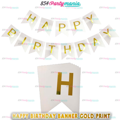 Happy Birthday Banner with Gold Print (12pcs min)