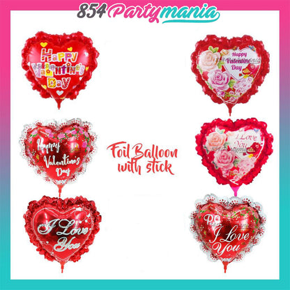 2025 Valentines Balloons 10" Foil with stick